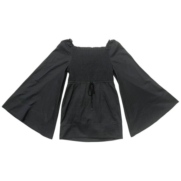 Alice McCall Bell Flare Sleeve Smocked Mini Dress‎ Black Size 4 Boho Groovy - Picture 1 of 11